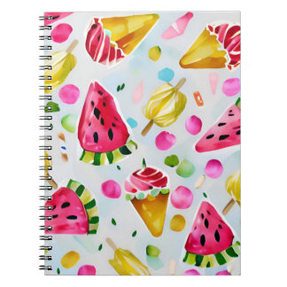 Whimsical waterverf ijswatermeloenen notitieboek