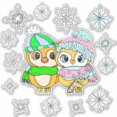 Whimsical Waterverf is eigenaar van Paar en Snowfl Sticker (Voorkant)