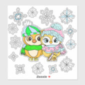 Whimsical Waterverf is eigenaar van Paar en Snowfl Sticker (Vel)