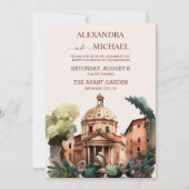 Whimsical Waterverf Italiaans Desitnation Wedding Kaart (Voorkant)