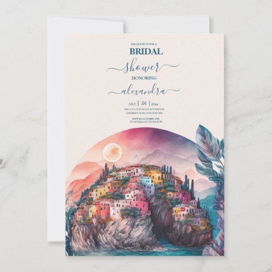 Whimsical Waterverf Italiaans DestBridal in Kaart (Voorkant)