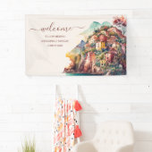 Whimsical Waterverf Italiaans Destination Wedding Spandoek (Insitu)