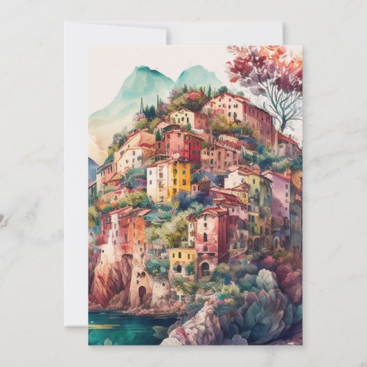 Whimsical Waterverf Italy Destination Bridal Kaart (Achterkant)