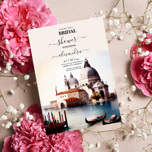 Whimsical Waterverf Italy Destination Bridal Kaart