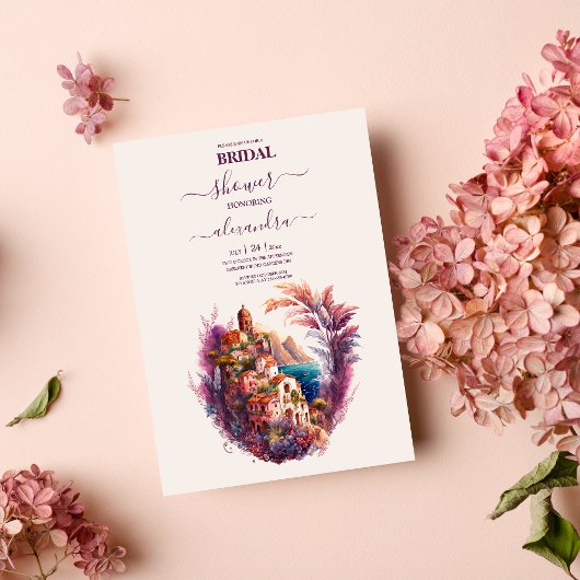 Whimsical Waterverf Italy Destination Bridal Kaart