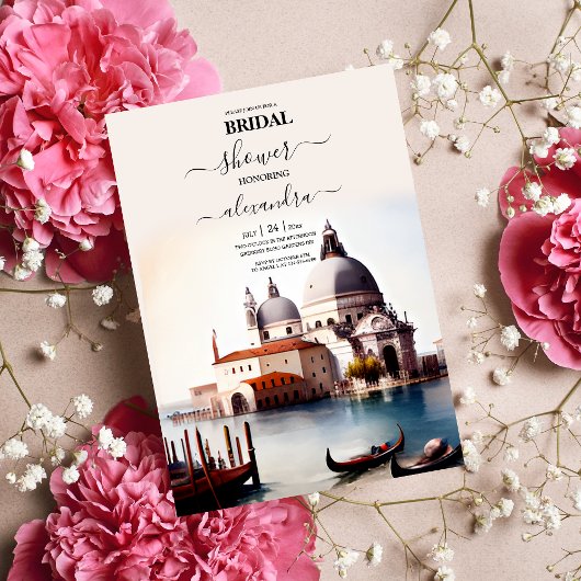 Whimsical Waterverf Italy Destination Bridal Kaart