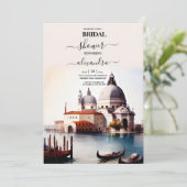 Whimsical Waterverf Italy Destination Bridal Kaart (Staand voorkant)