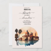 Whimsical Waterverf Italy Destination Bridal Kaart (Voorkant)