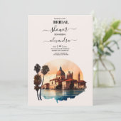 Whimsical Waterverf Italy Destination Bridal Kaart (Staand voorkant)