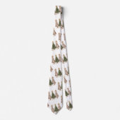 Whimsical waterverf kerstbomen aardse tint stropdas (Voorkant)