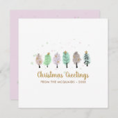 Whimsical Waterverf kerstbomen Feestdagenkaart (Voorkant / Achterkant)