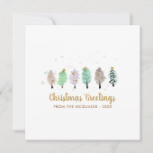 Whimsical Waterverf kerstbomen Feestdagenkaart (Voorkant)
