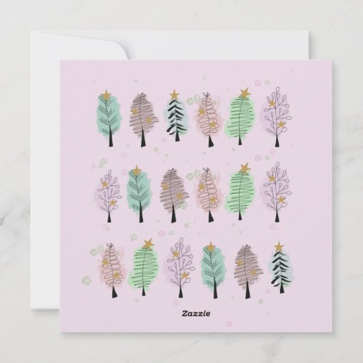 Whimsical Waterverf kerstbomen Feestdagenkaart (Achterkant)