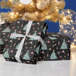 Whimsical Waterverf kerstboom Cadeaupapier