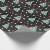 Whimsical Waterverf kerstboom Cadeaupapier (Hoek)