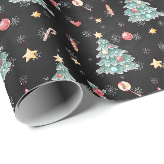 Whimsical Waterverf kerstboom Cadeaupapier (Rol Hoek)