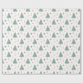 Whimsical Waterverf kerstboom Cadeaupapier (Vlak)