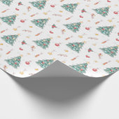 Whimsical Waterverf kerstboom Cadeaupapier (Hoek)