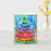 Whimsical Waterverf kerstboom met woorden Kaart (Gele Bloem)