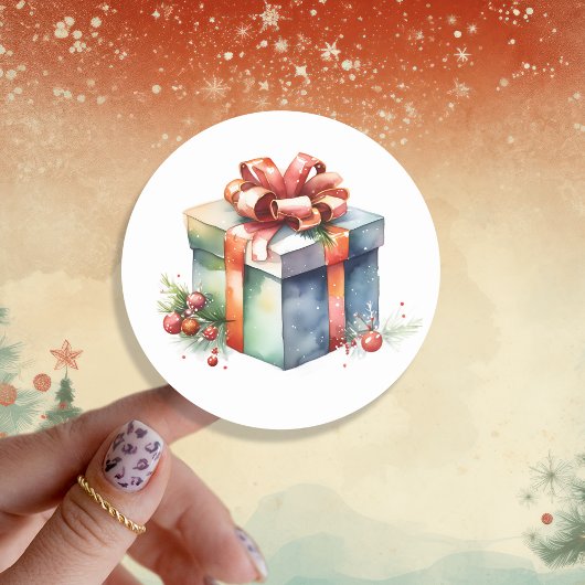 Whimsical Waterverf kerstcadeau zegels