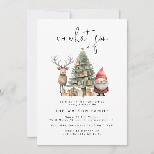 Whimsical Waterverf kerstfeest Kaart (Voorkant)