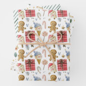 Whimsical-Waterverf-kerstillustraties Inpakpapier Vel (In situ)