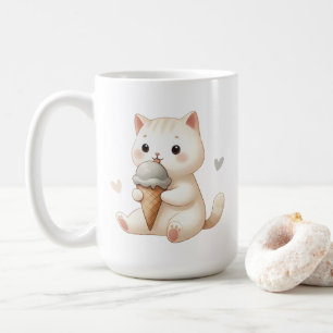 Whimsical Waterverf Kitten met Ice Cream Cone Koffiemok