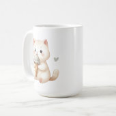 Whimsical Waterverf Kitten met Ice Cream Cone Koffiemok (Voorkant links)