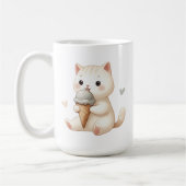 Whimsical Waterverf Kitten met Ice Cream Cone Koffiemok (Links)