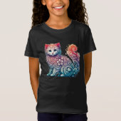 Whimsical Waterverf Kitten T-shirt (Voorkant)