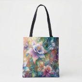 Whimsical Waterverf Kleurrijke Columbine Flowers Tote Bag (Voorkant)