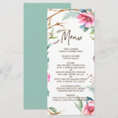 Whimsical Waterverf Krans Wedding Menu Kaart (Voorkant / Achterkant)