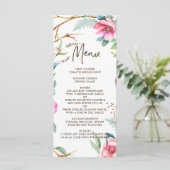 Whimsical Waterverf Krans Wedding Menu Kaart (Staand voorkant)