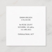 Whimsical Waterverf Lion Cub Kinderopvang Vierkante Visitekaartje (Achterkant)