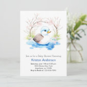 Whimsical Waterverf Little Duck Boy Baby shower Kaart (Staand voorkant)