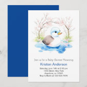 Whimsical Waterverf Little Duck Boy Baby shower Kaart (Voorkant / Achterkant)