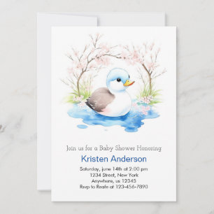 Whimsical Waterverf Little Duck Boy Baby shower Kaart