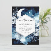 Whimsical Waterverf Maanverlichte bruiloft Save The Date (Staand voorkant)