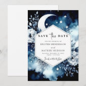 Whimsical Waterverf Maanverlichte bruiloft Save The Date (Voorkant / Achterkant)