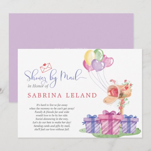 Whimsical Waterverf Mailbox Baby shower door Mail Kaart (Voorkant / Achterkant)