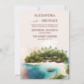 Whimsical Waterverf Maldives Destination Wedding Kaart (Voorkant)