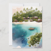 Whimsical Waterverf Maldives Destination Wedding Kaart (Achterkant)