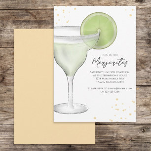 Whimsical Waterverf Margarita Limoen Calligrafie Kaart