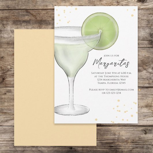 Whimsical Waterverf Margarita Limoen Calligrafie Kaart