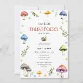 Whimsical Waterverf Mushroom Baby shower Kaart (Voorkant)