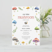 Whimsical Waterverf Mushroom Baby shower Kaart (Staand voorkant)