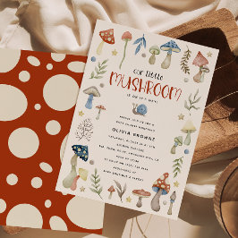 Whimsical Waterverf Mushroom Baby shower Kaart