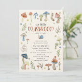 Whimsical Waterverf Mushroom Baby shower Kaart (Staand voorkant)