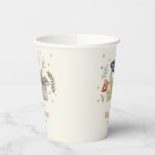 Whimsical Waterverf Mushroom Baby shower Papieren Bekers (Links)