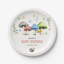 Whimsical Waterverf Mushroom Baby shower Papieren Bordje